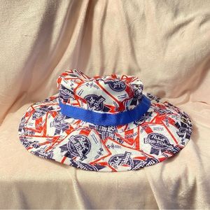 PABST Blue Ribbon PBR Mad Engine Beer Bucket Hat with Snaps and Drawstring!